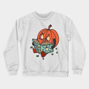 Cute reading halloween pumpkin Crewneck Sweatshirt